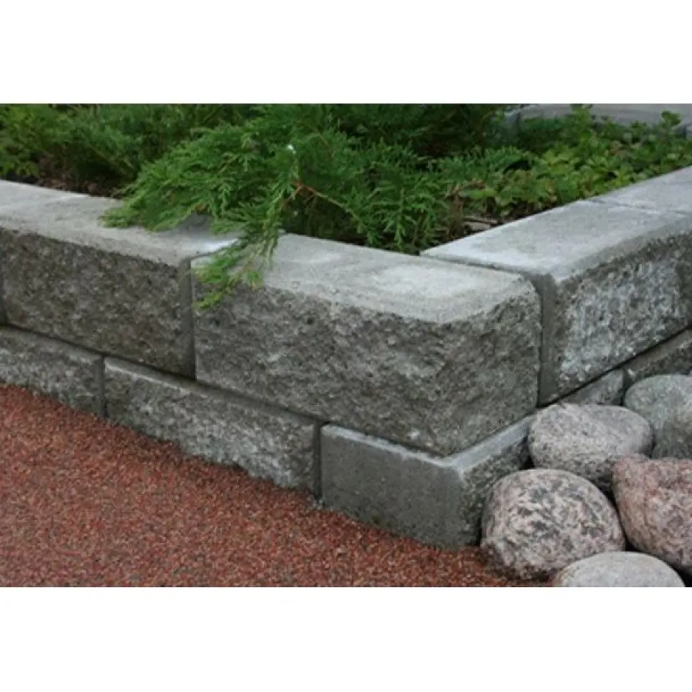 Citymuurikivi Lakka lohko/sileä puolikas, harmaa 180x180x150mm