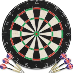 Darts-taulu reunuksella ja 6 tikkaa, sisal