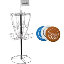 Frisbeegolfsetti Polardisc Starter, sis. 3 frisbeekiekkoa ja korin