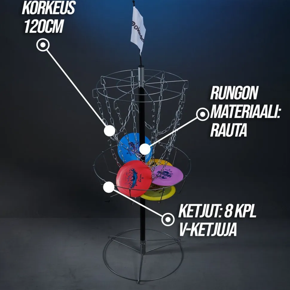 Frisbeegolfsetti Polardisc Starter, sis. 3 frisbeekiekkoa ja korin
