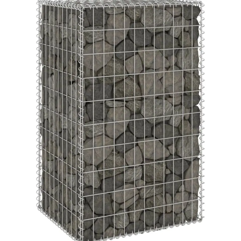 Gabion-kivikori kansilla galvanoitu teräs 60x50x100 cm