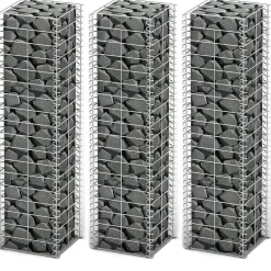 Gabion-/kivikorisarja 3kpl galvanoitu vaijeri 25x25x100cm