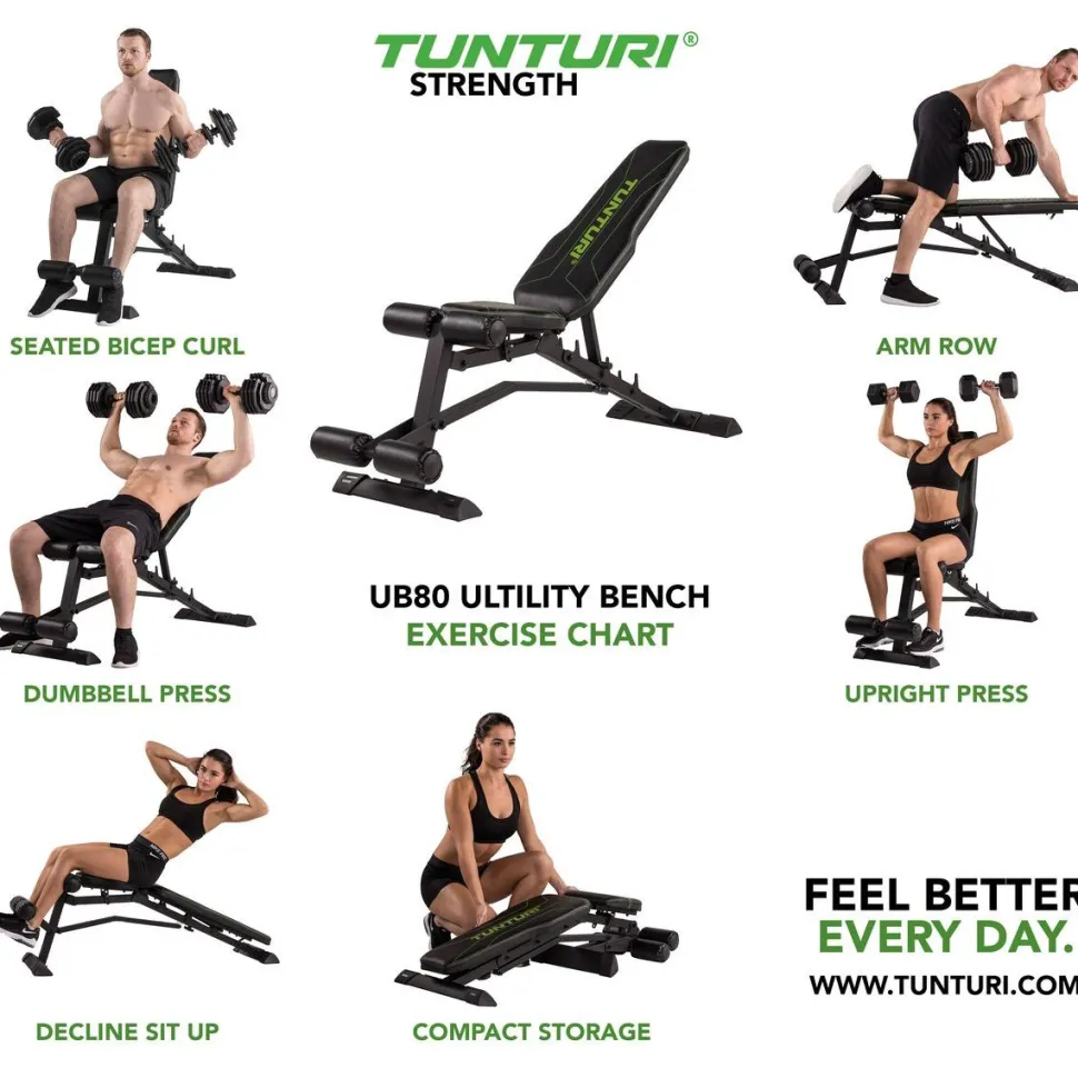 Harjoittelupenkki Tunturi UB80 Utility Bench kokoontaitettava max. 150 kg