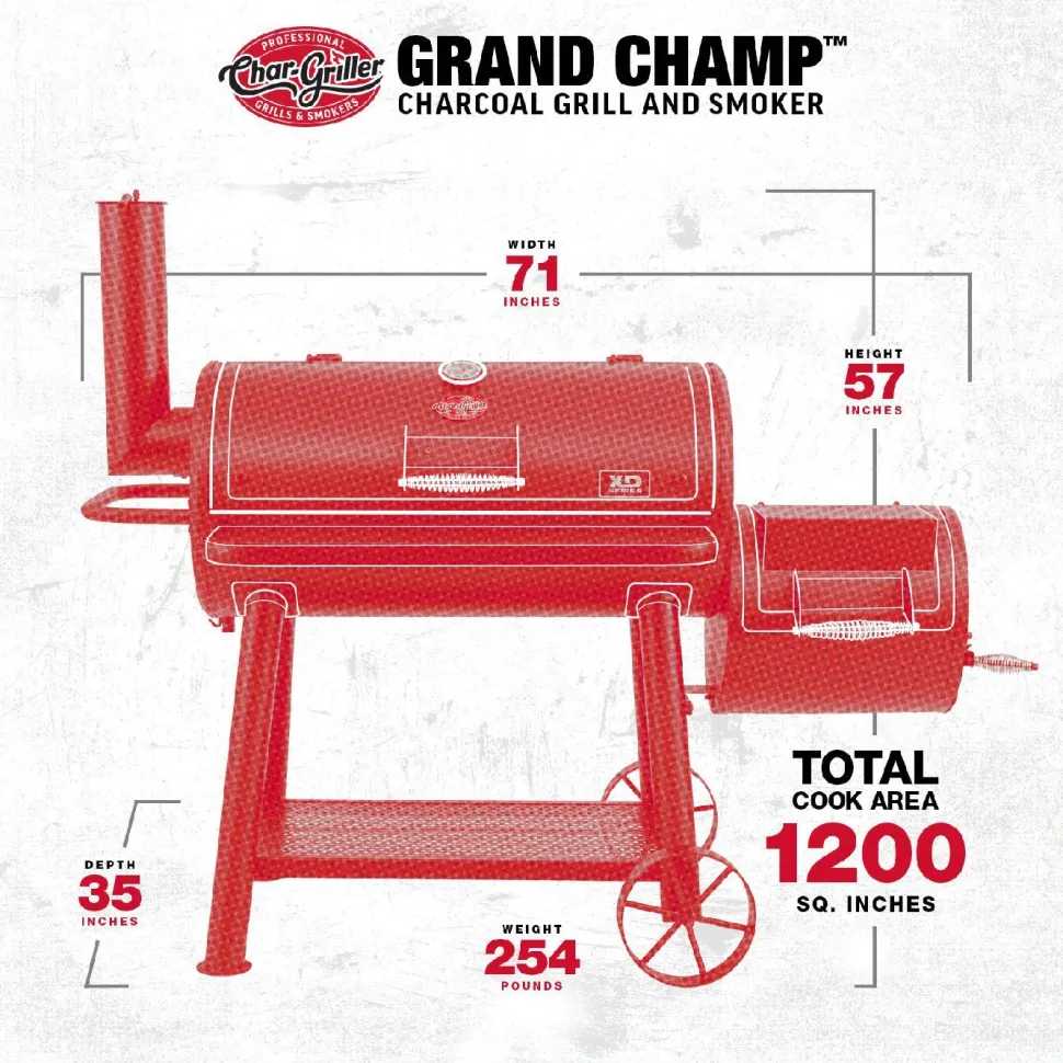 Hiiligrilli/savustingrilli Char-Griller Grand Champ Offset Smoker