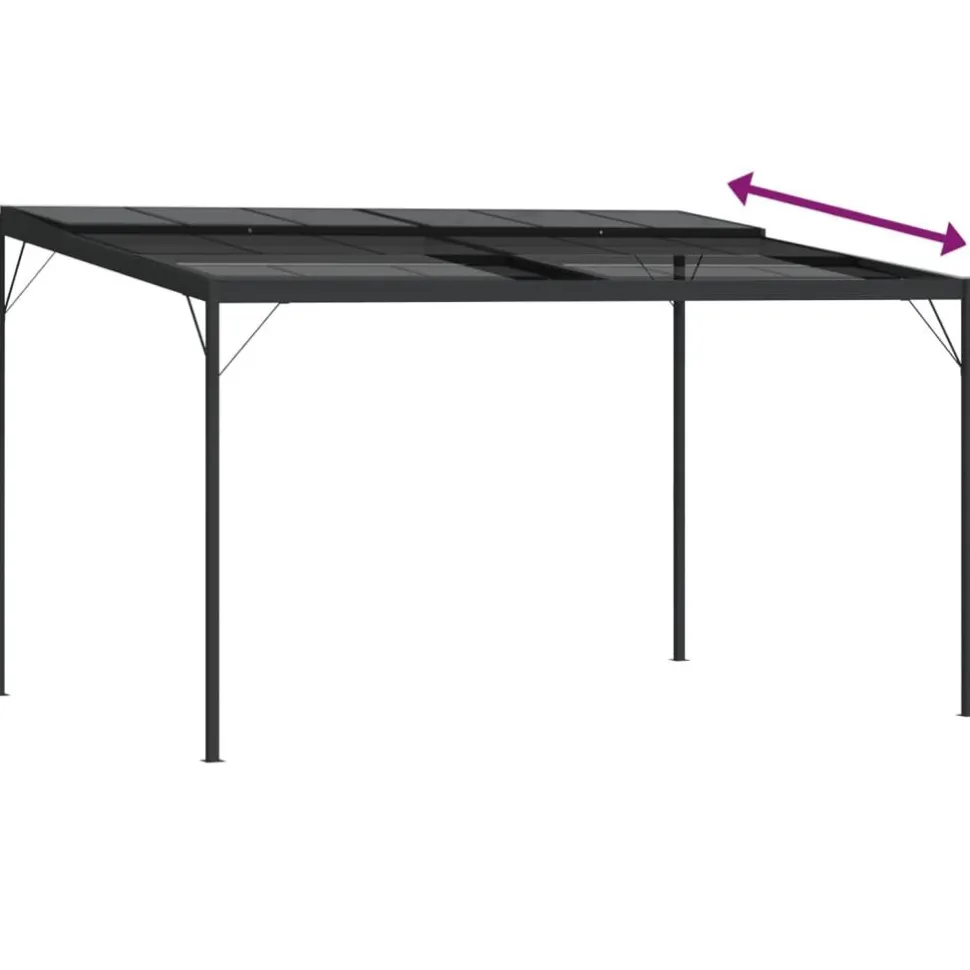 Huvimaja katolla 4x3x2,5 m alumiini ja teräs antrasiitti