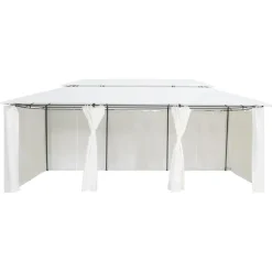 Huvimaja verhoilla 600x298x270 cm 180 g/m² valkoinen