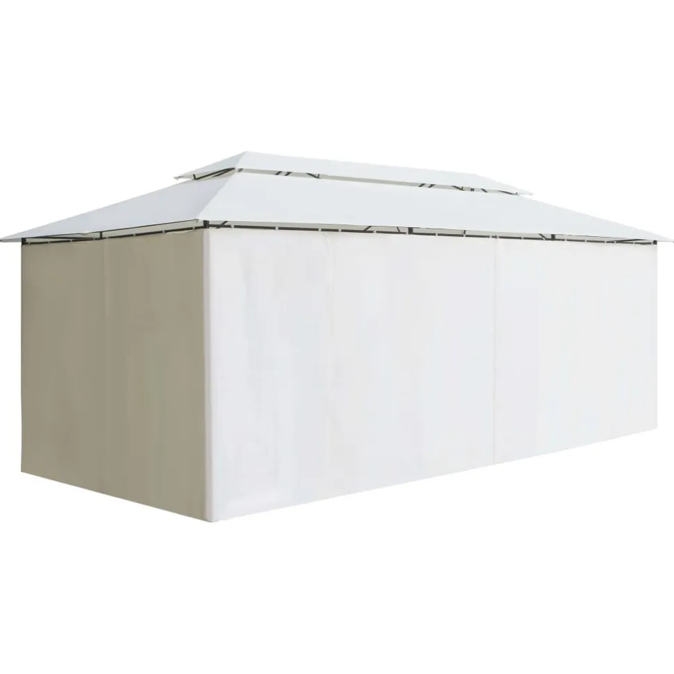 Huvimaja verhoilla 600x298x270 cm 180 g/m² valkoinen