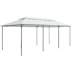 Huvimaja verhoilla 600x298x270 cm 180 g/m² valkoinen