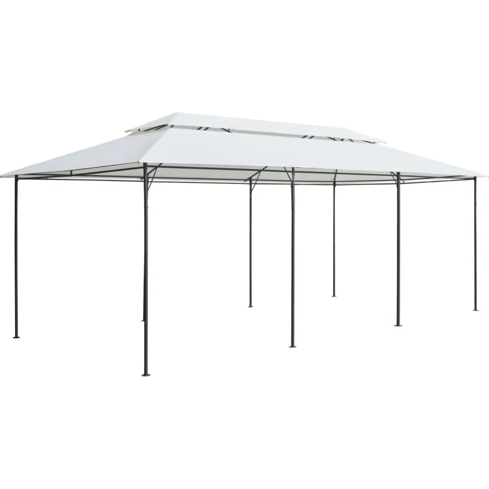 Huvimaja verhoilla 600x298x270 cm 180 g/m² valkoinen