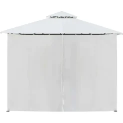 Huvimaja verhoilla 600x298x270 cm 180 g/m² valkoinen