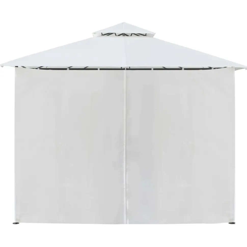 Huvimaja verhoilla 600x298x270 cm 180 g/m² valkoinen