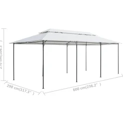 Huvimaja verhoilla 600x298x270 cm 180 g/m² valkoinen