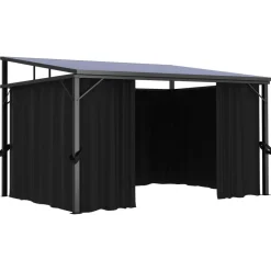 Huvimaja verhoilla 405x294x244 cm antrasiitti