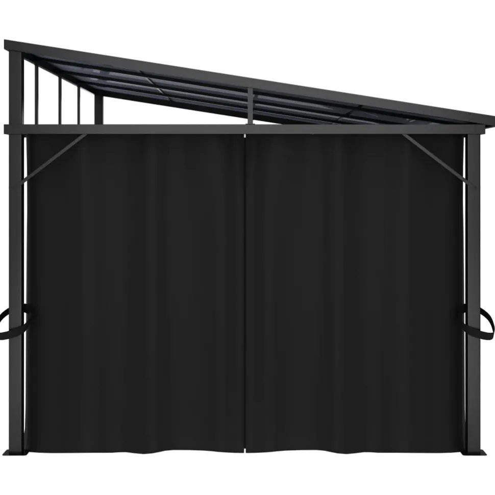 Huvimaja verhoilla 405x294x244 cm antrasiitti