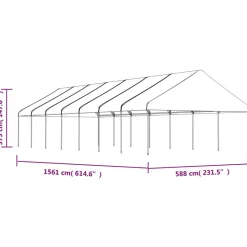 Huvimaja katolla valkoinen 15,61x5,88x3,75 m polyeteeni