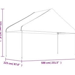Huvimaja katolla valkoinen 15,61x5,88x3,75 m polyeteeni