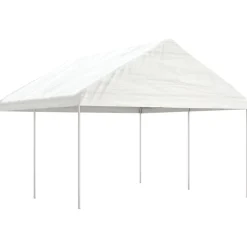 Huvimaja katolla valkoinen 4,46x4,08x3,22 m polyeteeni