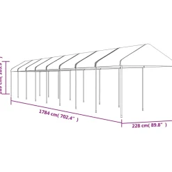 Huvimaja katolla valkoinen 17,84x2,28x2,69 m polyeteeni