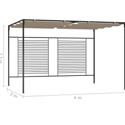Huvimaja sisäänvedettävä katto 3x4x2,3 m 180 g/m² taupe