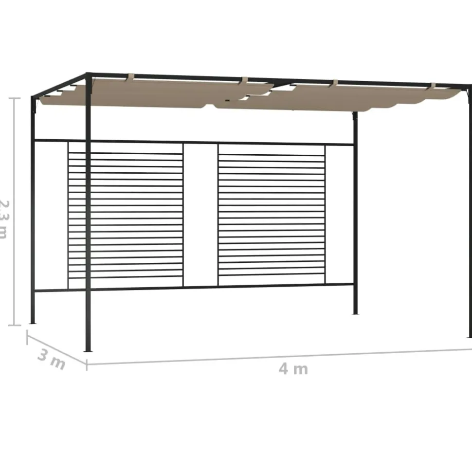 Huvimaja sisäänvedettävä katto 3x4x2,3 m 180 g/m² taupe