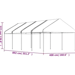 Huvimaja valkoinen 8,92x4,08x3,22 m polyeteeni