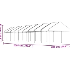 Huvimaja valkoinen 20,07x4,08x3,22 m polyeteeni