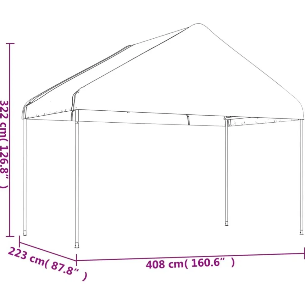 Huvimaja valkoinen 20,07x4,08x3,22 m polyeteeni