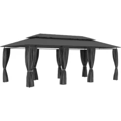 Huvimaja verhoilla 600x298x270 cm antrasiitti