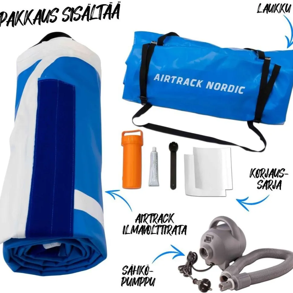 Ilmavolttipatja Airtrack Nordic Deluxe sininen eri kokoja