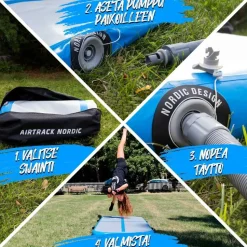 Ilmavolttipatja Airtrack Nordic Deluxe sininen eri kokoja