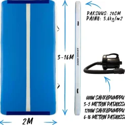 Ilmavolttipatja AirTrack Nordic Deluxe Wide ilmavolttirata eri kokoja