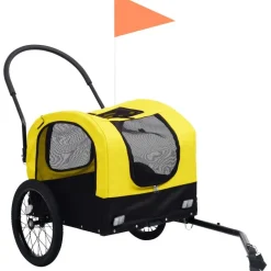 2-in-1 lemmikkikärry pyörään/juoksurattaat keltainen & musta