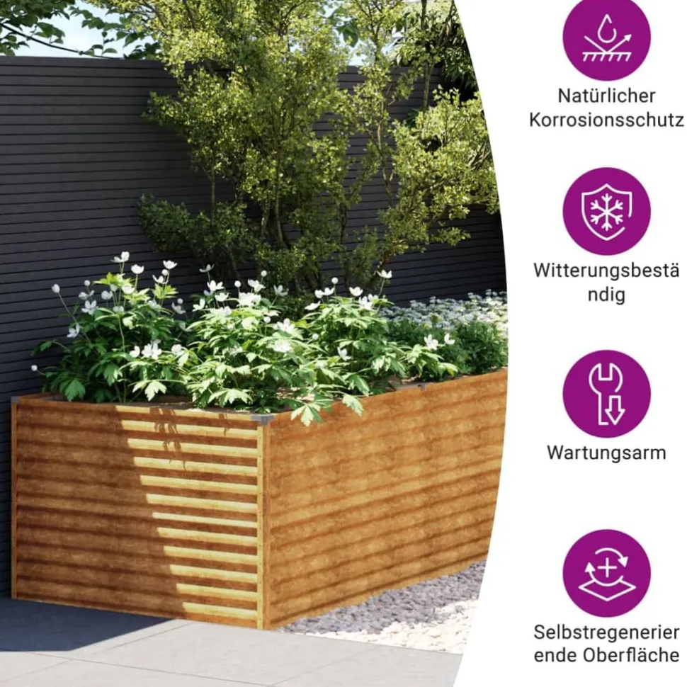 Istutuslaatikko 479x100x69 cm corten-teräs