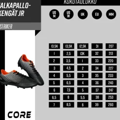 Jalkapallokengät Core JR Striker, musta, eri kokoja