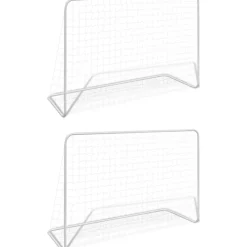 Jalkapallomaalit verkolla, 2kpl, teräs, 182x61x122cm, valkoinen