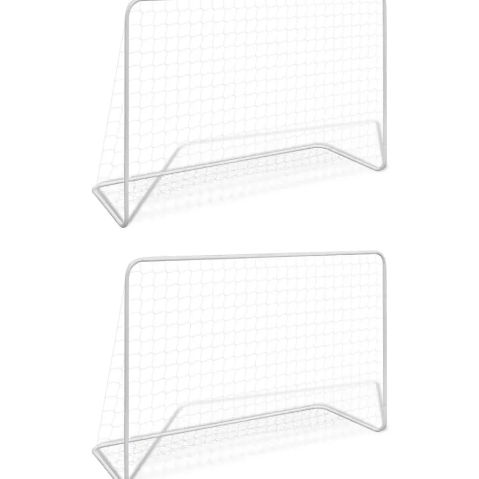 Jalkapallomaalit verkolla, 2kpl, teräs, 182x61x122cm, valkoinen