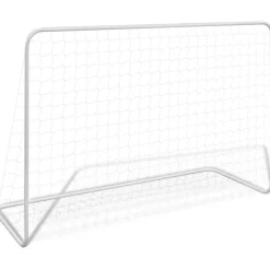 Jalkapallomaalit verkolla, 2kpl, teräs, 182x61x122cm, valkoinen