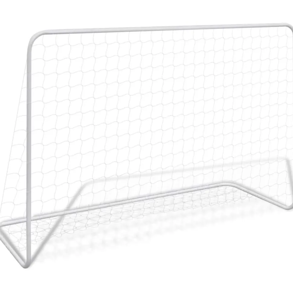 Jalkapallomaalit verkolla, 2kpl, teräs, 182x61x122cm, valkoinen