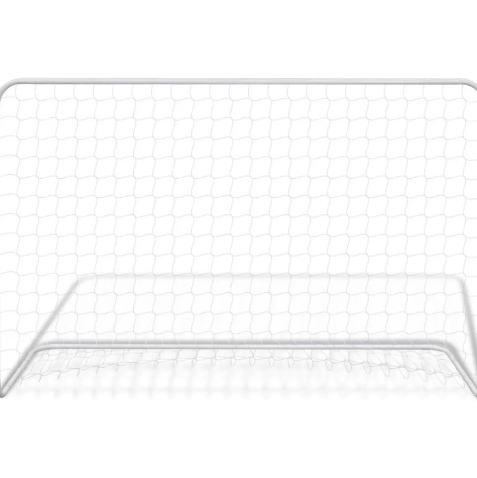 Jalkapallomaalit verkolla, 2kpl, teräs, 182x61x122cm, valkoinen