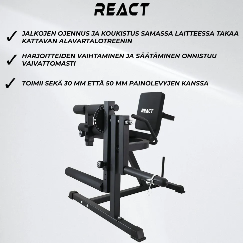 Jalkojen Ojennus/koukistuslaite React 100
