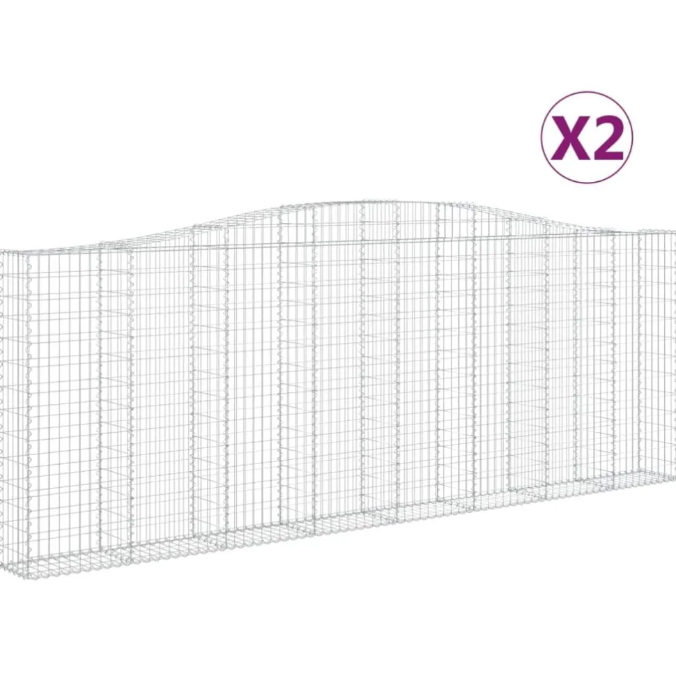 Kaareva kivikori 200x50x40/60 cm galvanoitua rautaa