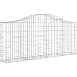 Kaareva kivikori 200x50x40/60 cm galvanoitua rautaa