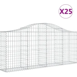 Kaareva kivikori 200x50x40/60 cm galvanoitua rautaa