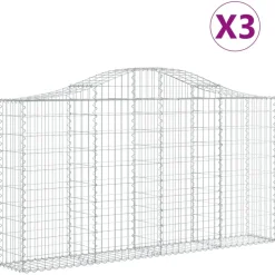 Kaareva kivikori 200x50x40/60 cm galvanoitua rautaa