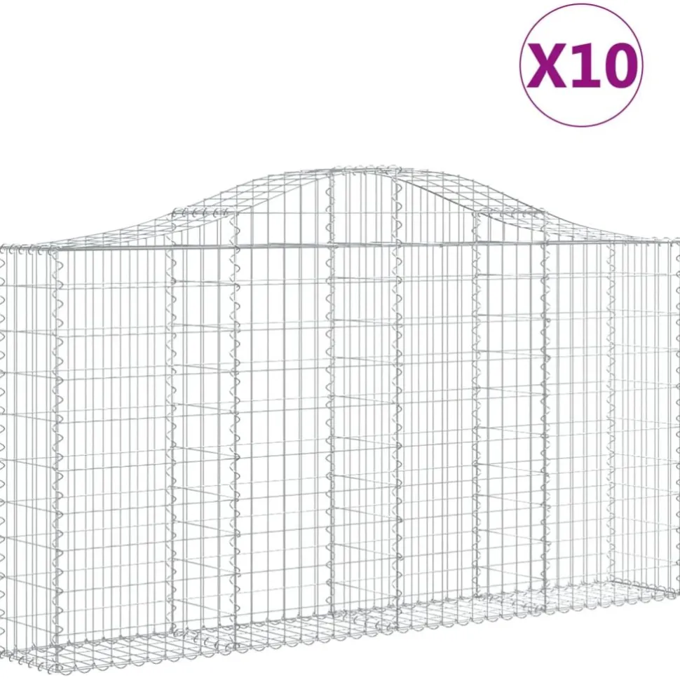 Kaareva kivikori 200x50x40/60 cm galvanoitua rautaa
