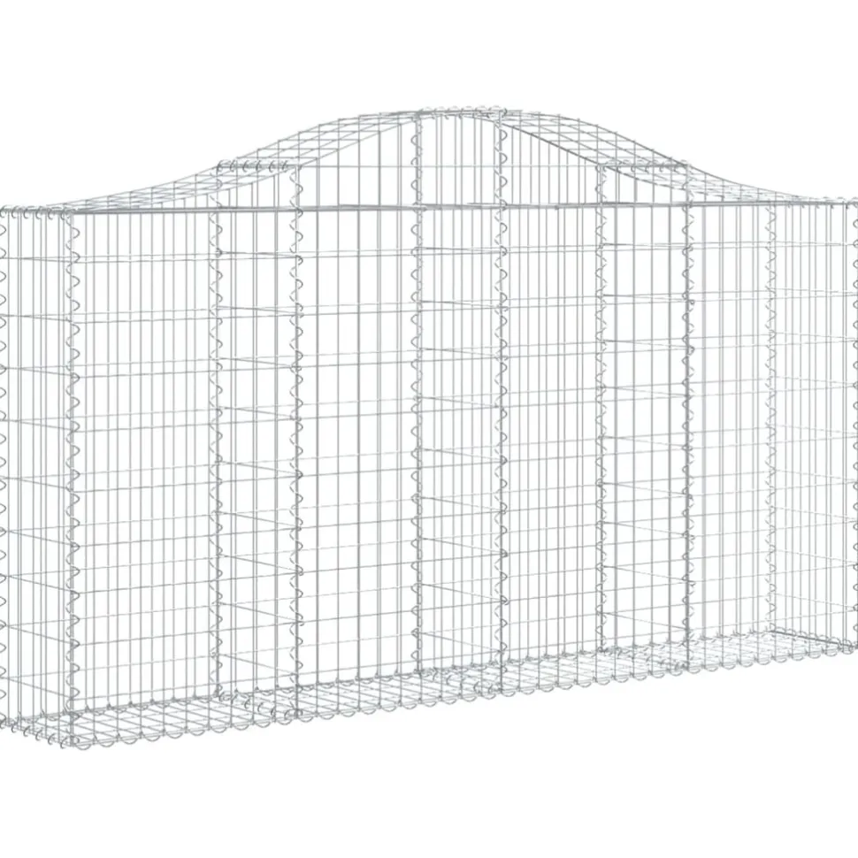 Kaareva kivikori 200x50x40/60 cm galvanoitua rautaa