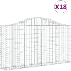 Kaareva kivikori 200x50x40/60 cm galvanoitua rautaa
