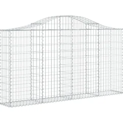 Kaareva kivikori 200x50x40/60 cm galvanoitua rautaa