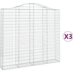 Kaareva kivikori 200x50x40/60 cm galvanoitua rautaa