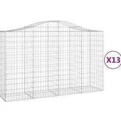 Kaareva kivikori 200x50x40/60 cm galvanoitua rautaa